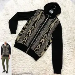 本物 美品 バルマンオム アニマルレオーパード 切替 ZIP UP パーカー S