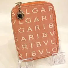 【格安】ブルガリ カードケース ロゴマニア キャンバス×レザー ピンク